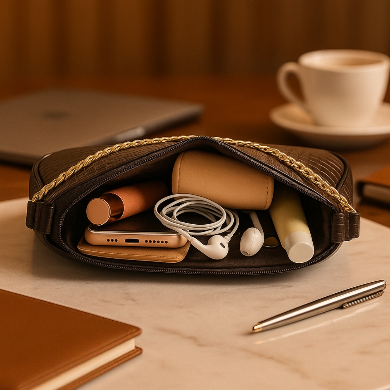 Xumify Black ZIPPER Handbag Inner