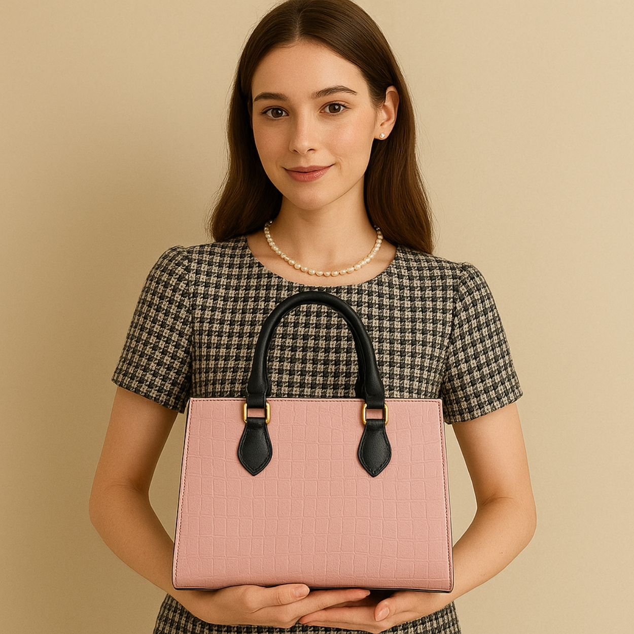 Xumify Women’s Stylish Handbag – Elegant Croc-Texture Tote Bag