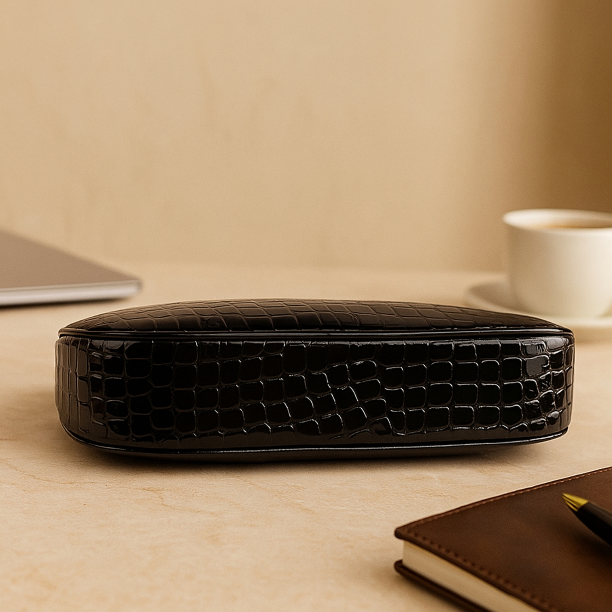 Xumify Black ZIPPER Handbag back