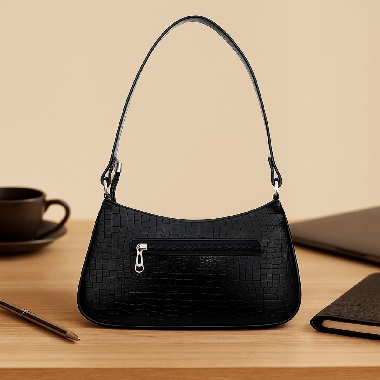 Xumify Black ZIPPER Handbag 4