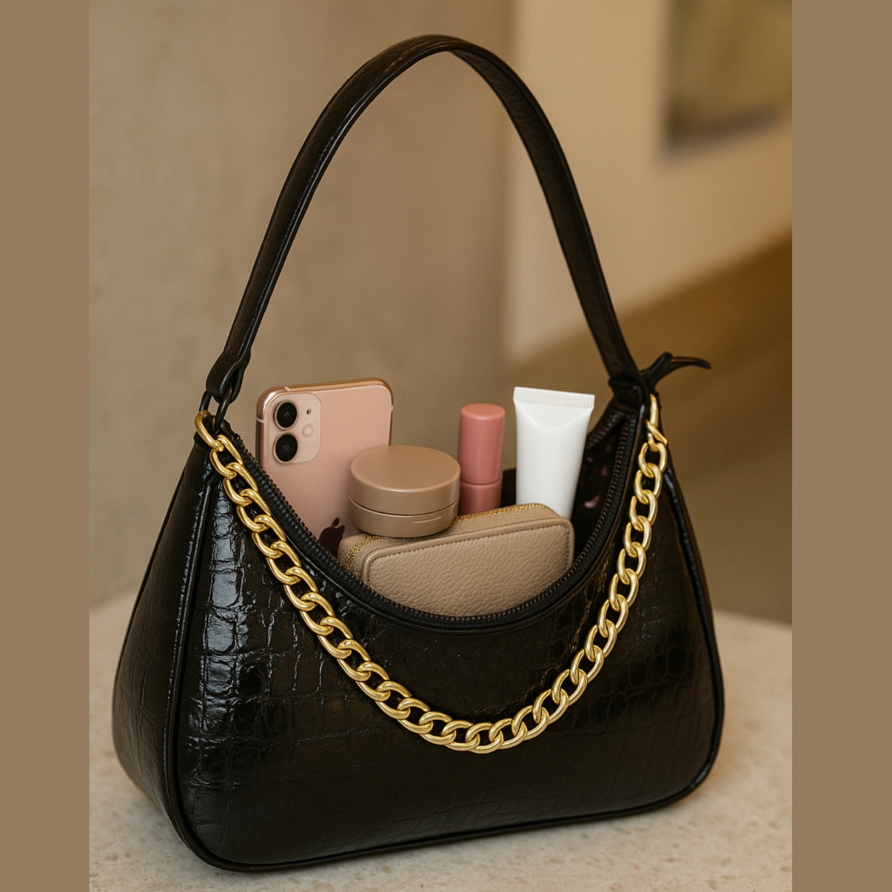 Xumify Black ZIPPER Handbag 3