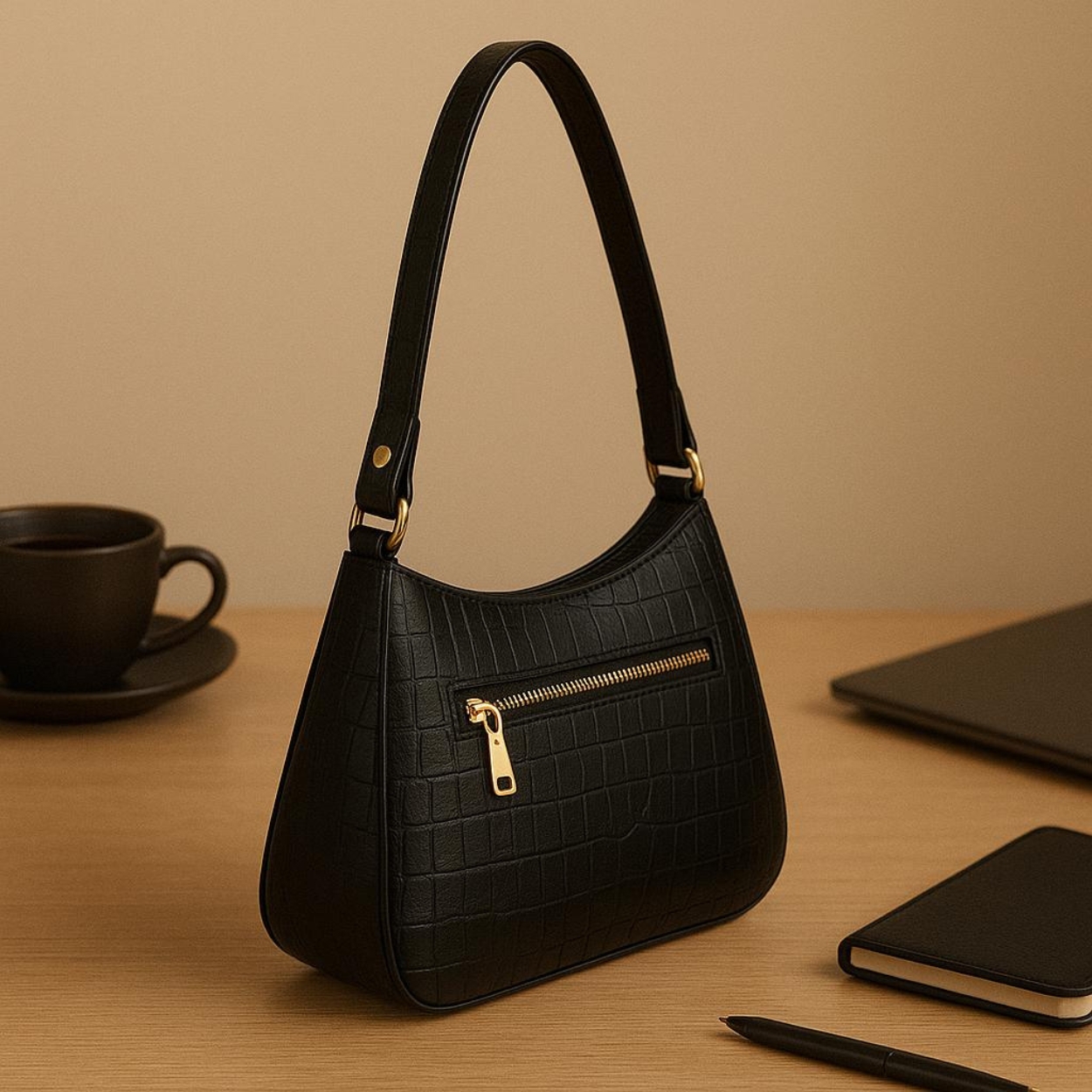 Xumify Black ZIPPER Handbag 2